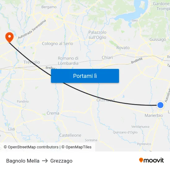 Bagnolo Mella to Grezzago map
