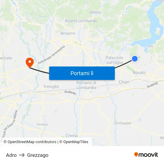 Adro to Grezzago map