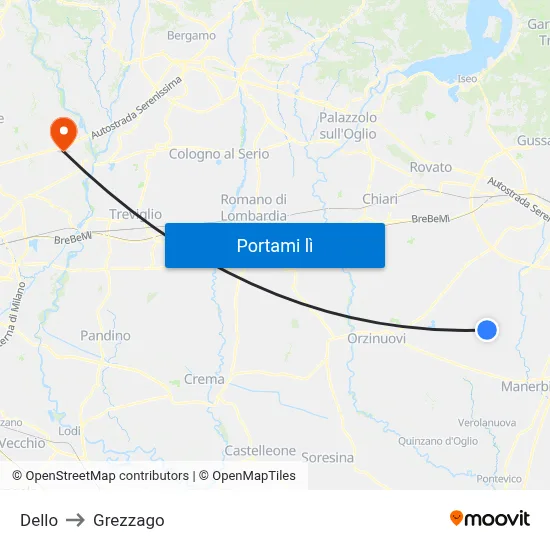 Dello to Grezzago map