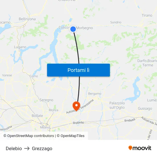 Delebio to Grezzago map