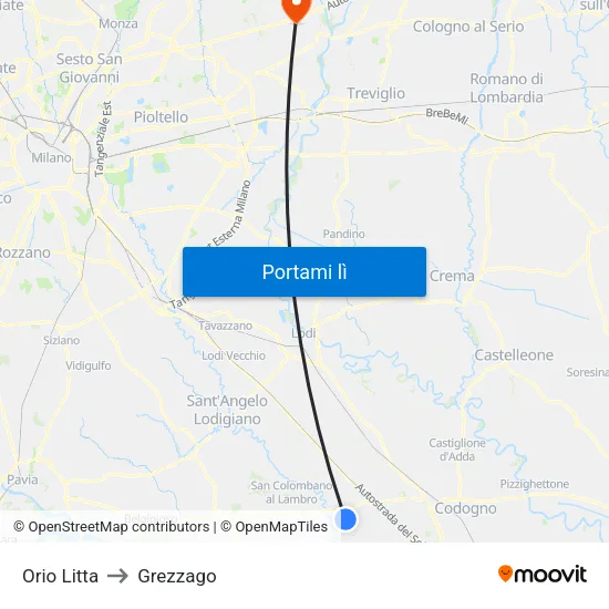 Orio Litta to Grezzago map