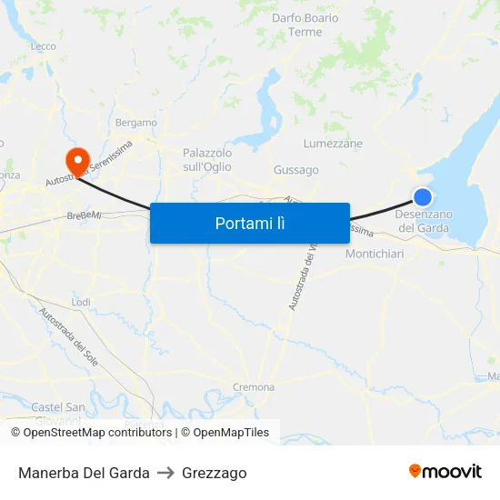 Manerba Del Garda to Grezzago map