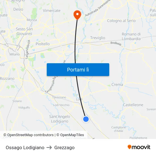 Ossago Lodigiano to Grezzago map