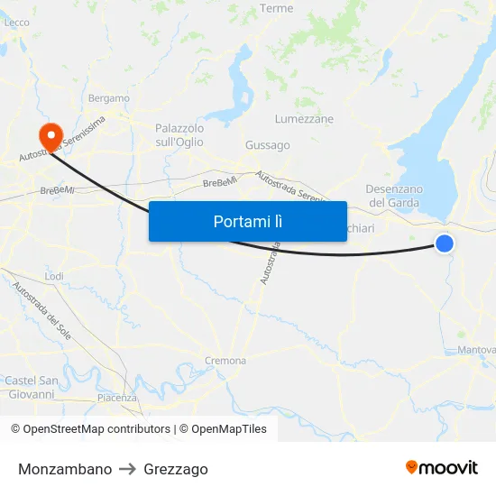 Monzambano to Grezzago map