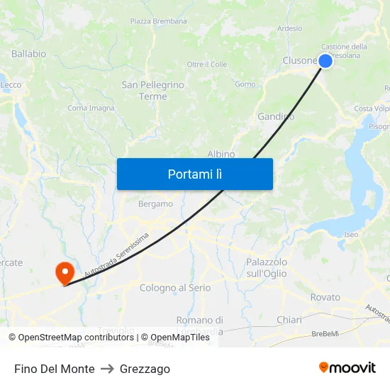 Fino Del Monte to Grezzago map