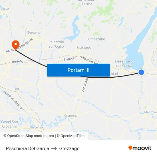 Peschiera Del Garda to Grezzago map