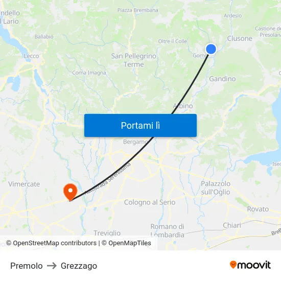Premolo to Grezzago map