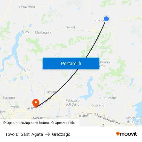 Tovo Di Sant' Agata to Grezzago map