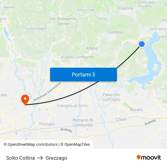 Solto Collina to Grezzago map