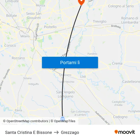 Santa Cristina E Bissone to Grezzago map