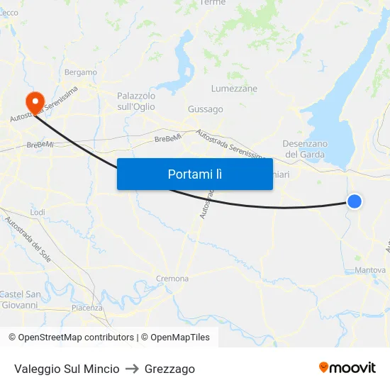 Valeggio Sul Mincio to Grezzago map