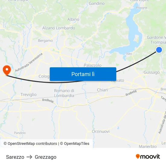 Sarezzo to Grezzago map