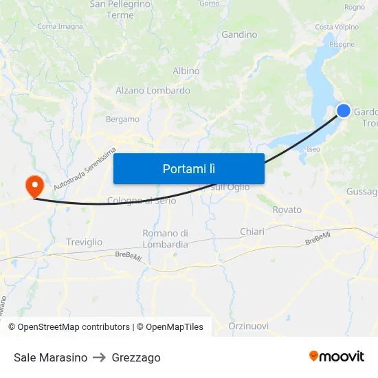 Sale Marasino to Grezzago map