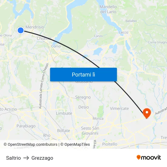 Saltrio to Grezzago map