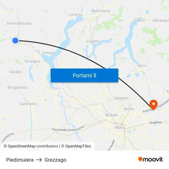 Piedimulera to Grezzago map