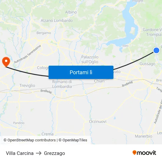 Villa Carcina to Grezzago map