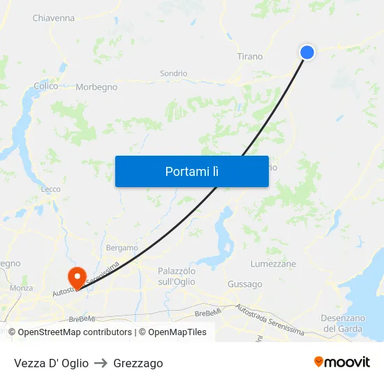 Vezza D' Oglio to Grezzago map