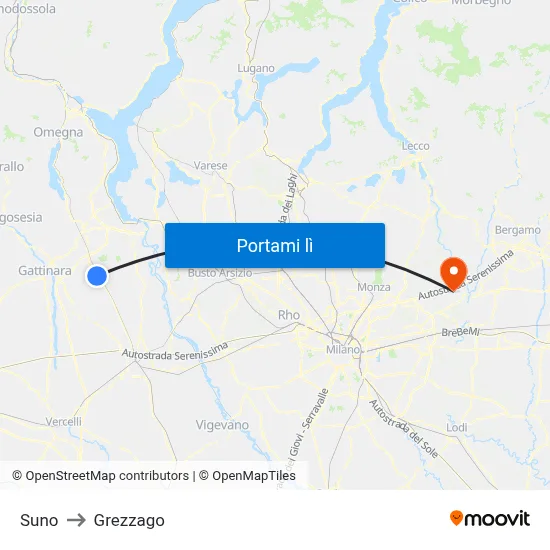 Suno to Grezzago map