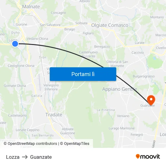 Lozza to Guanzate map