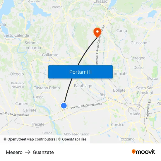 Mesero to Guanzate map