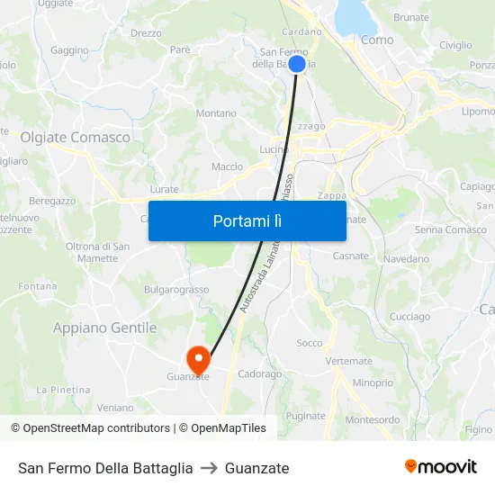 San Fermo Della Battaglia to Guanzate map