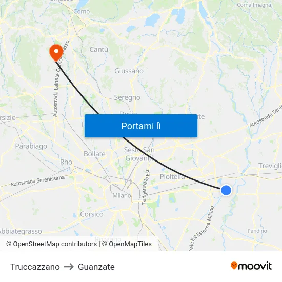 Truccazzano to Guanzate map