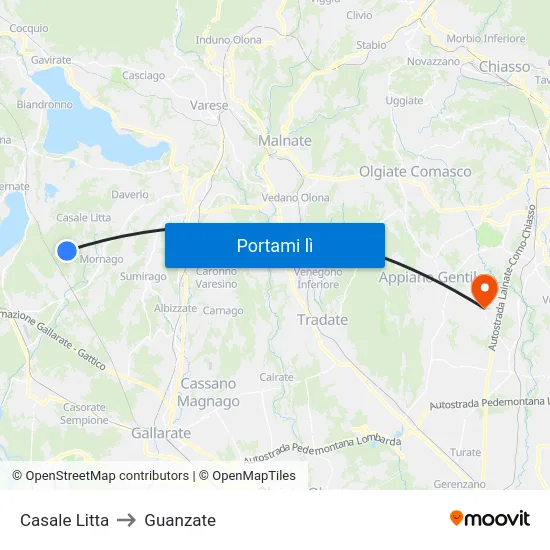 Casale Litta to Guanzate map