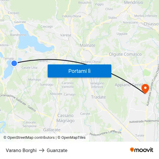 Varano Borghi to Guanzate map