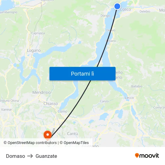 Domaso to Guanzate map
