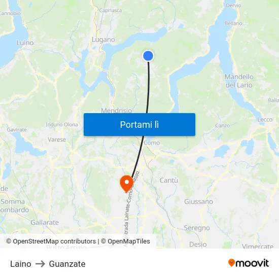 Laino to Guanzate map