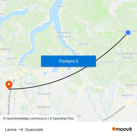 Lenna to Guanzate map