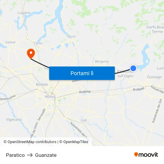 Paratico to Guanzate map