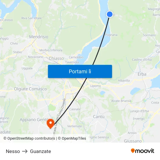 Nesso to Guanzate map