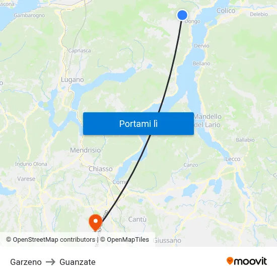 Garzeno to Guanzate map