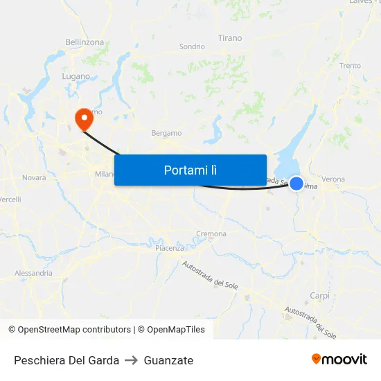 Peschiera Del Garda to Guanzate map