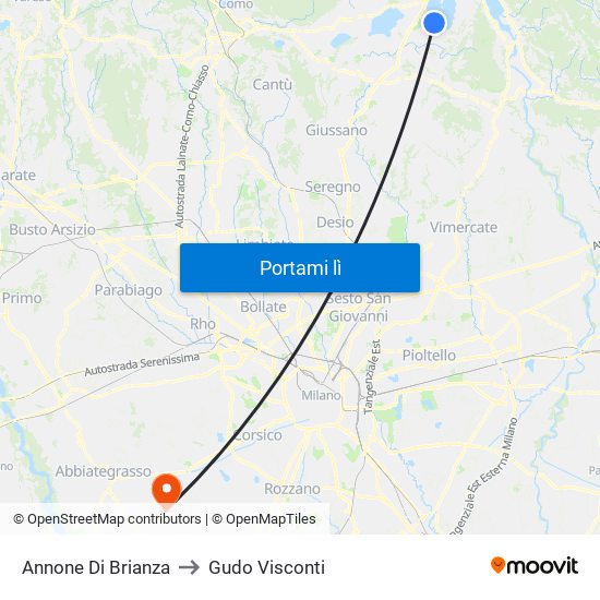 Annone Di Brianza to Gudo Visconti map