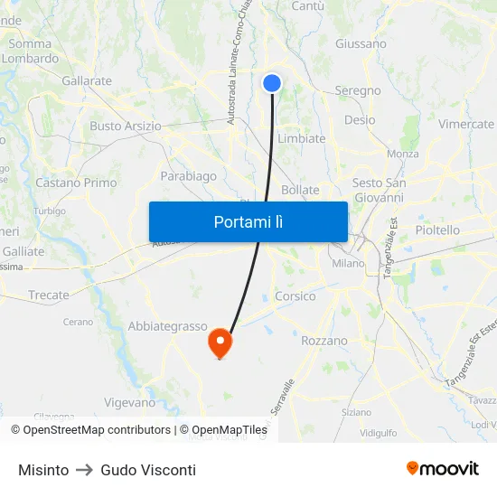 Misinto to Gudo Visconti map