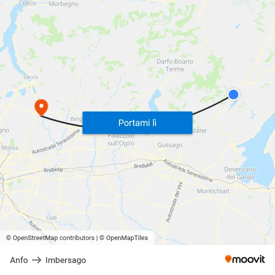 Anfo to Imbersago map