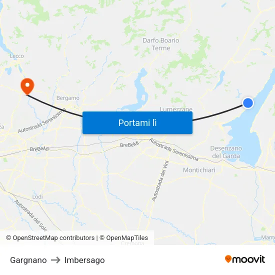 Gargnano to Imbersago map