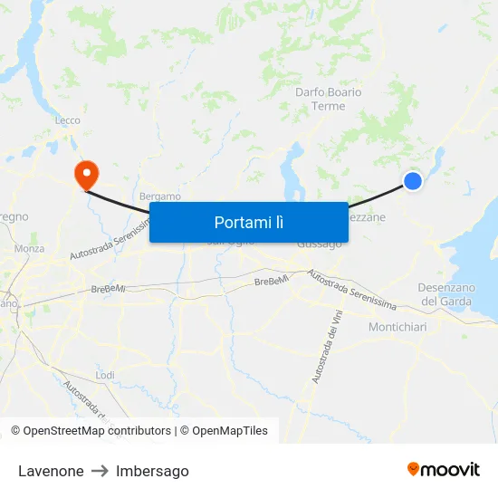 Lavenone to Imbersago map