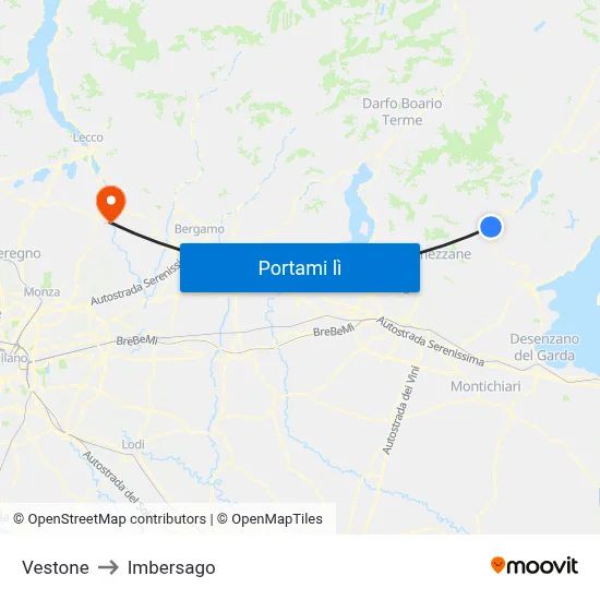 Vestone to Imbersago map