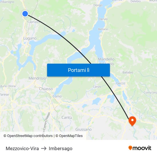 Mezzovico-Vira to Imbersago map