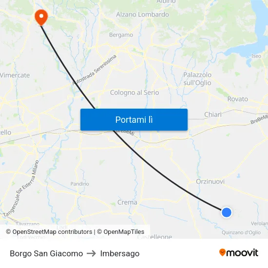 Borgo San Giacomo to Imbersago map