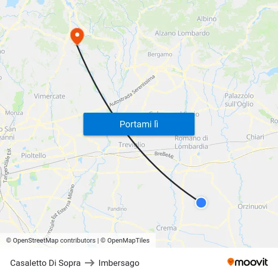 Casaletto Di Sopra to Imbersago map