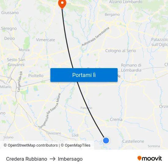 Credera Rubbiano to Imbersago map