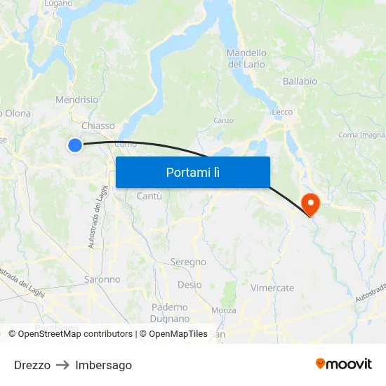 Drezzo to Imbersago map