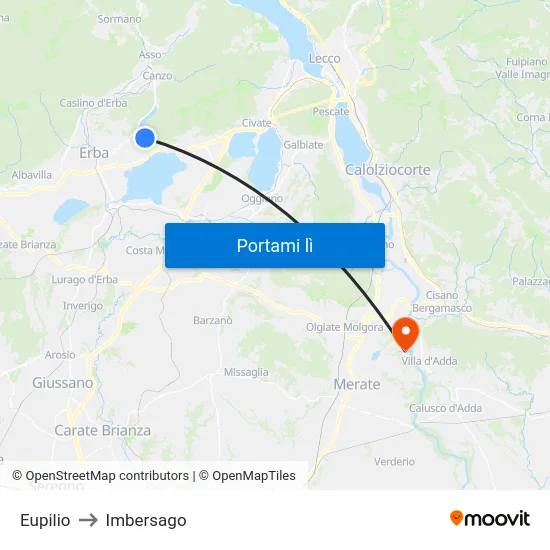Eupilio to Imbersago map