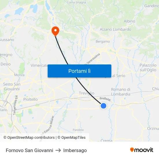 Fornovo San Giovanni to Imbersago map