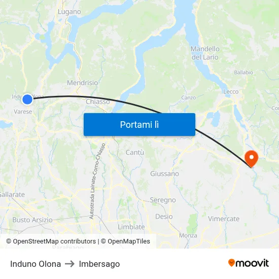 Induno Olona to Imbersago map