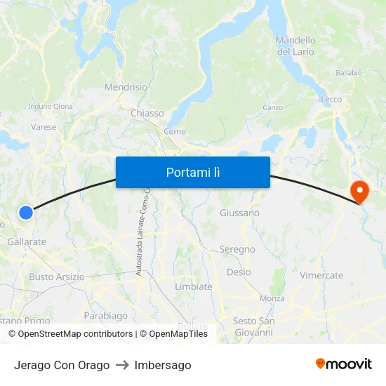 Jerago Con Orago to Imbersago map